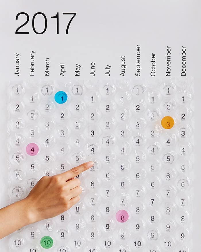 bubble wrap calendar